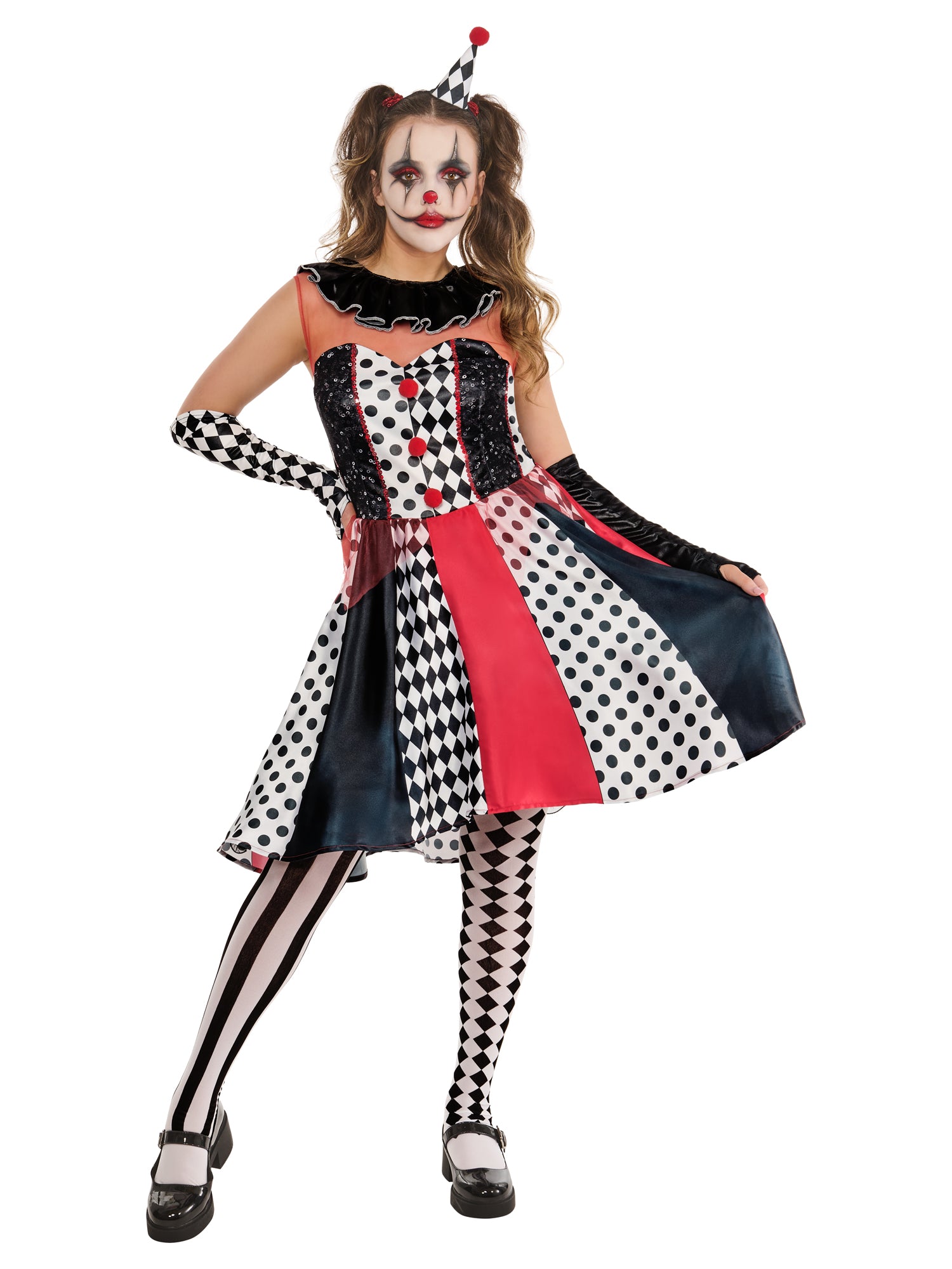 Monochrom Clown Kleid Erwachsenekostüm