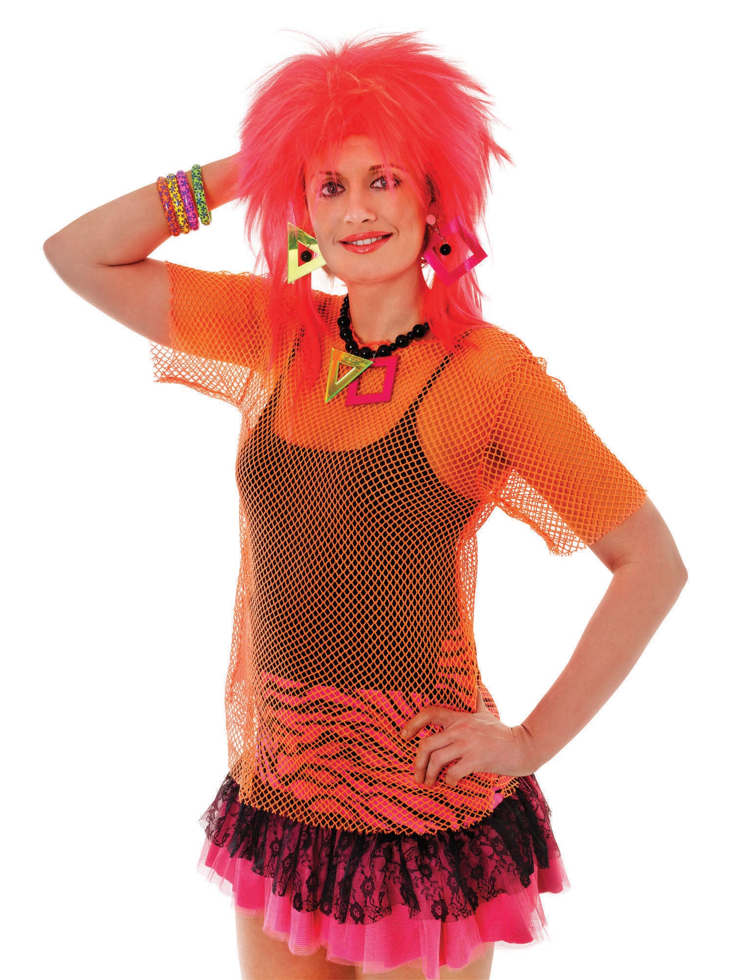 Erwachsene Damen Neon Mesh Top