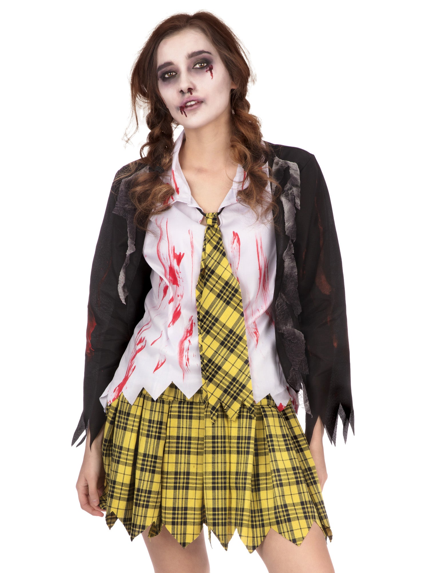 Erwachsenes Zombie-Schulmädchen-Kostüm