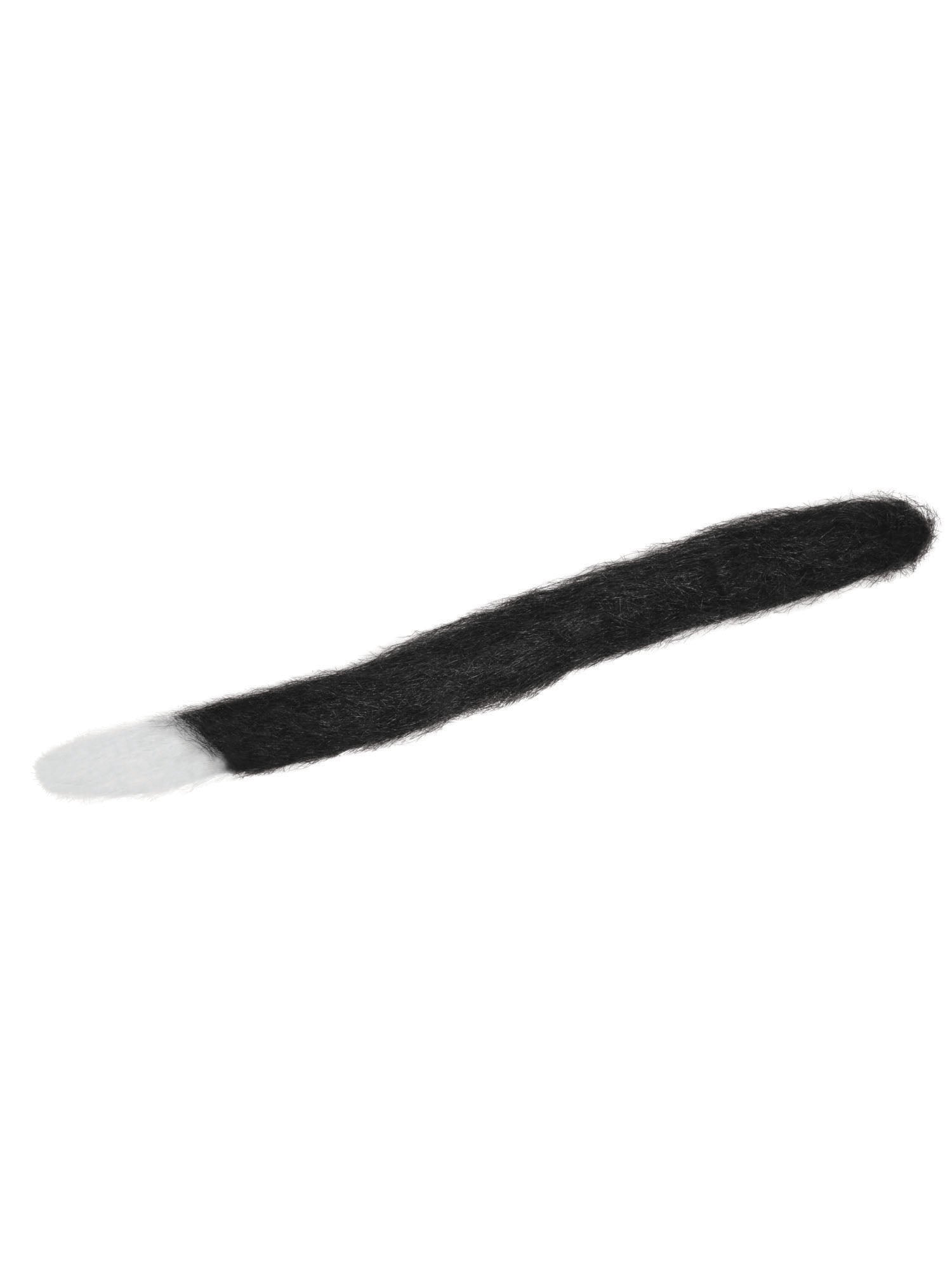 Schwarze Katzenschwanz Kostümzubehör mit weißer Spitze