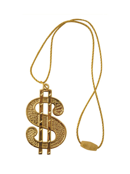 Dollar Medaillon mit Schnurkordel als Kostümzubehör