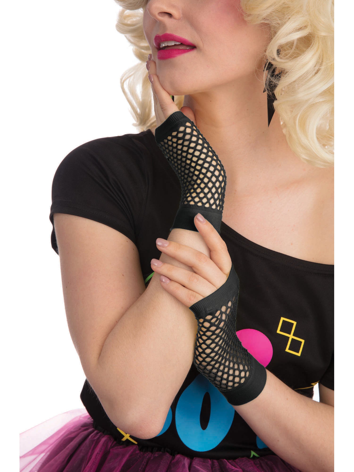 Schwarze Netz Handschuhe als Kostümzubehör