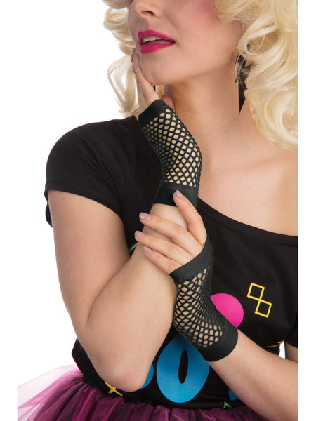 Schwarze Netz Handschuhe als Kostümzubehör