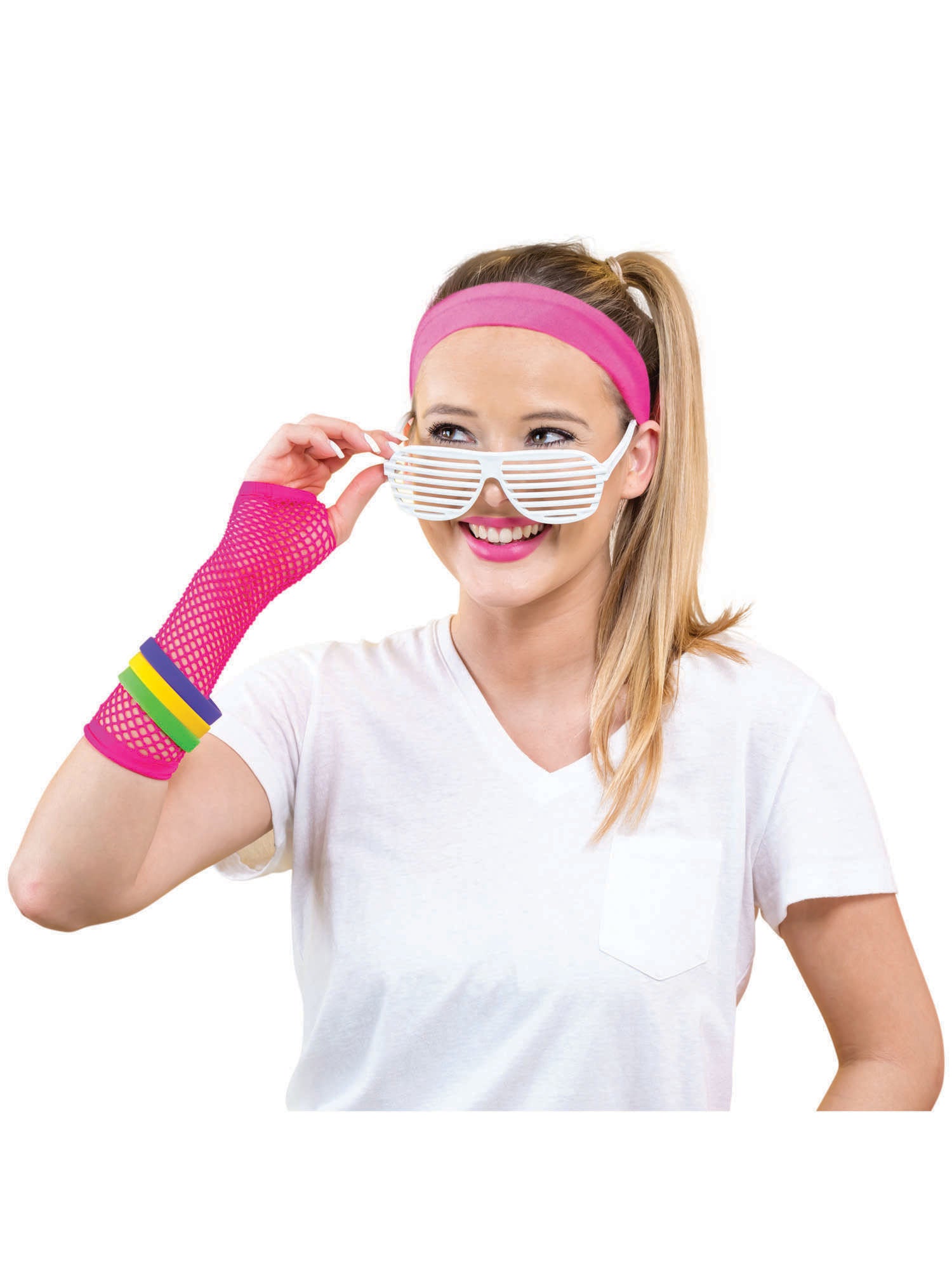 Neonpinkes 80er Jahre Haarband Kostümzubehör