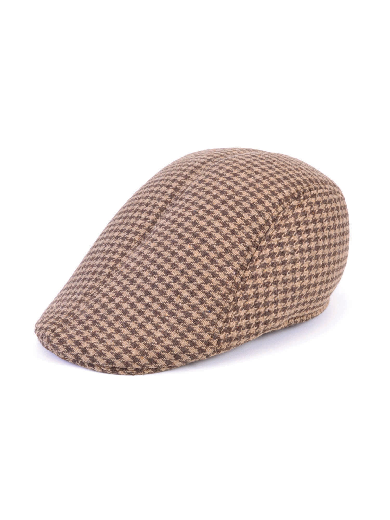 Braune Tweed-Flachkappe