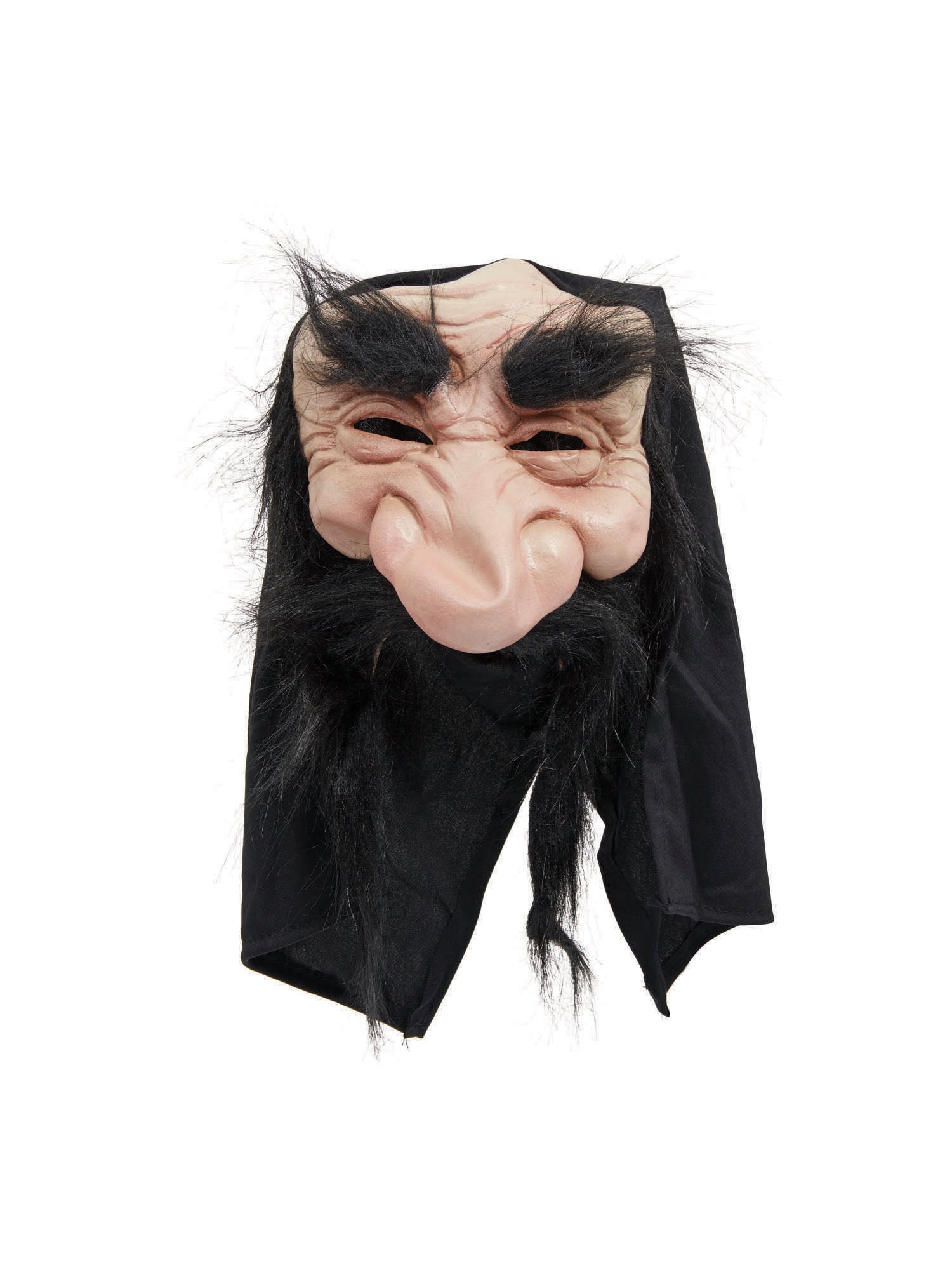 Schwarze Gnom-Maske Mit Kapuze Und Bart