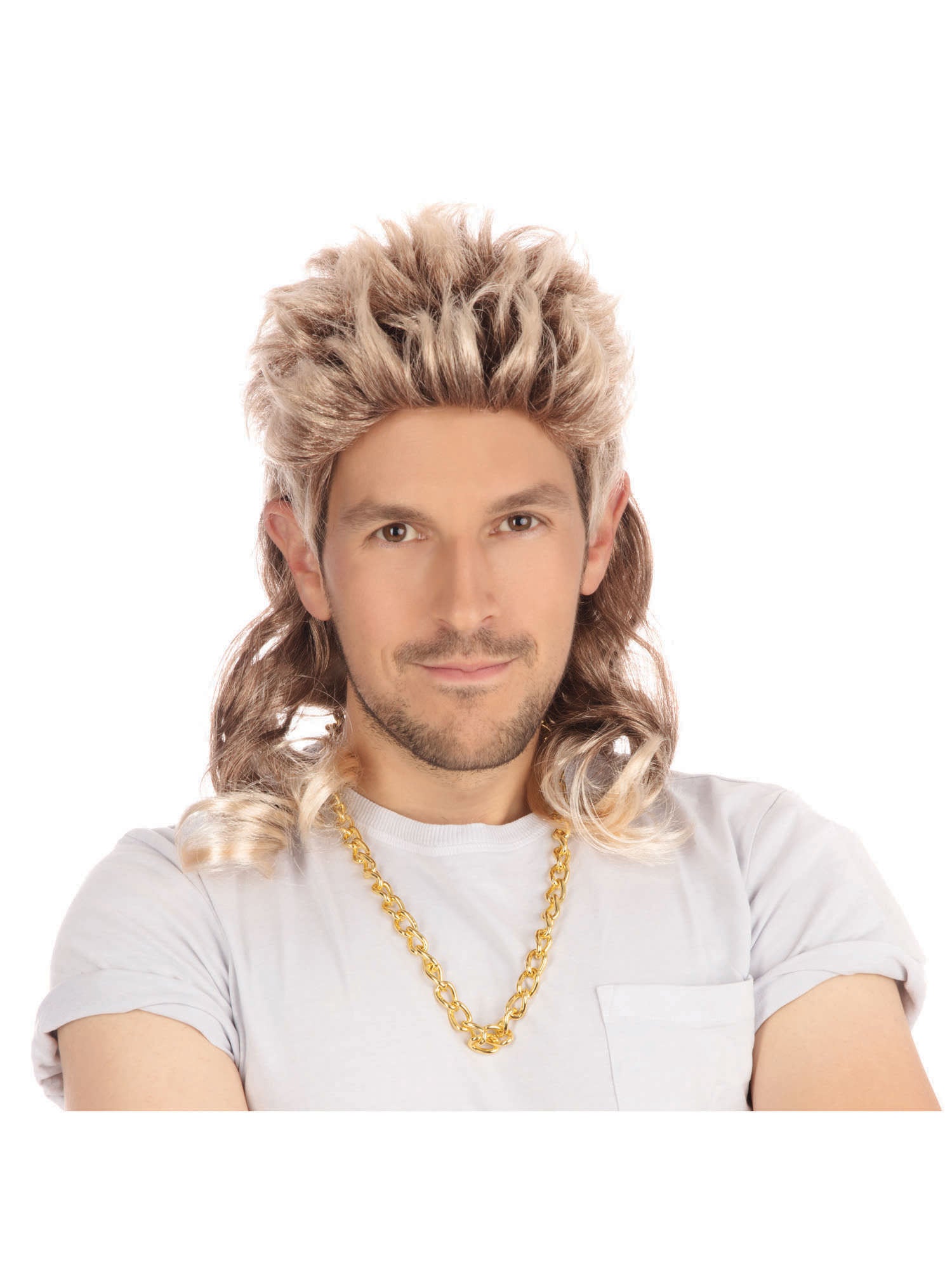 Braune Mit Blonde Vokuhila-Perücke