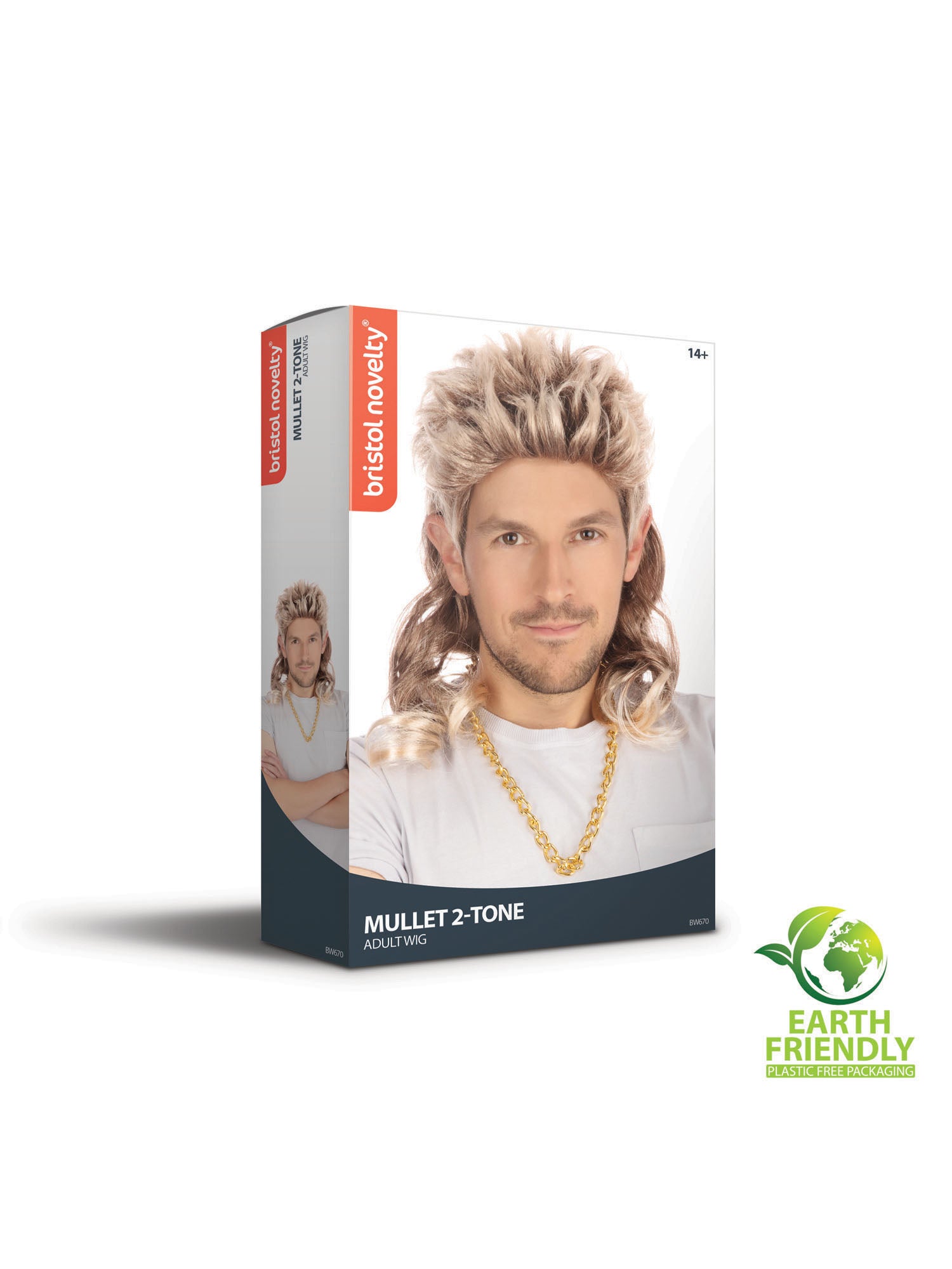 Braune Mit Blonde Vokuhila-Perücke