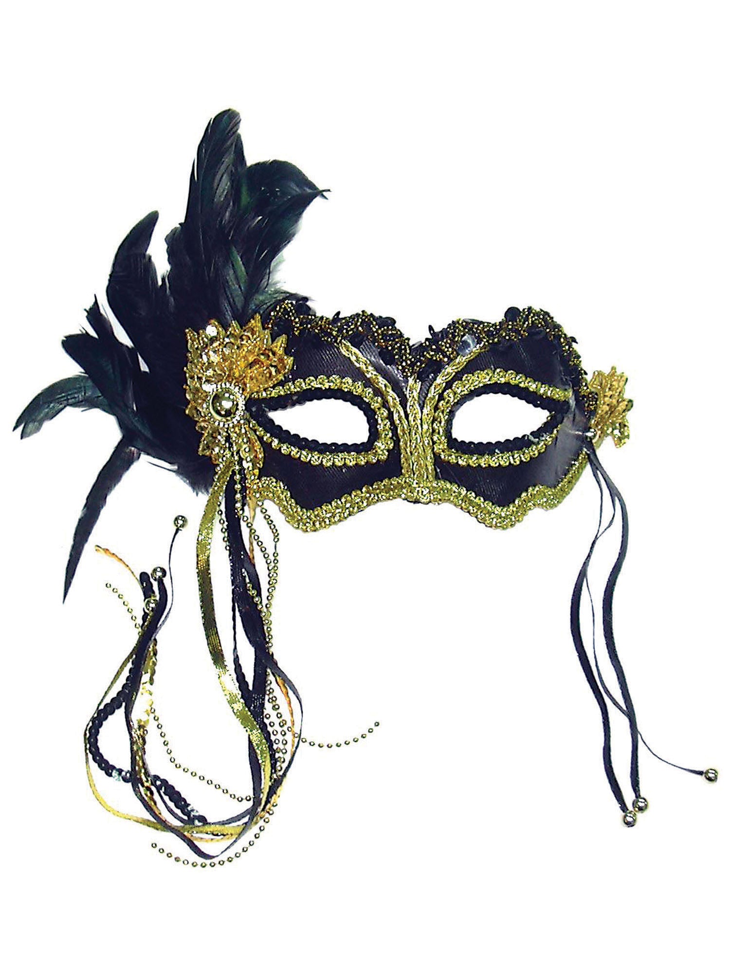 Schwarze Metallmaske mit Seitenfedern