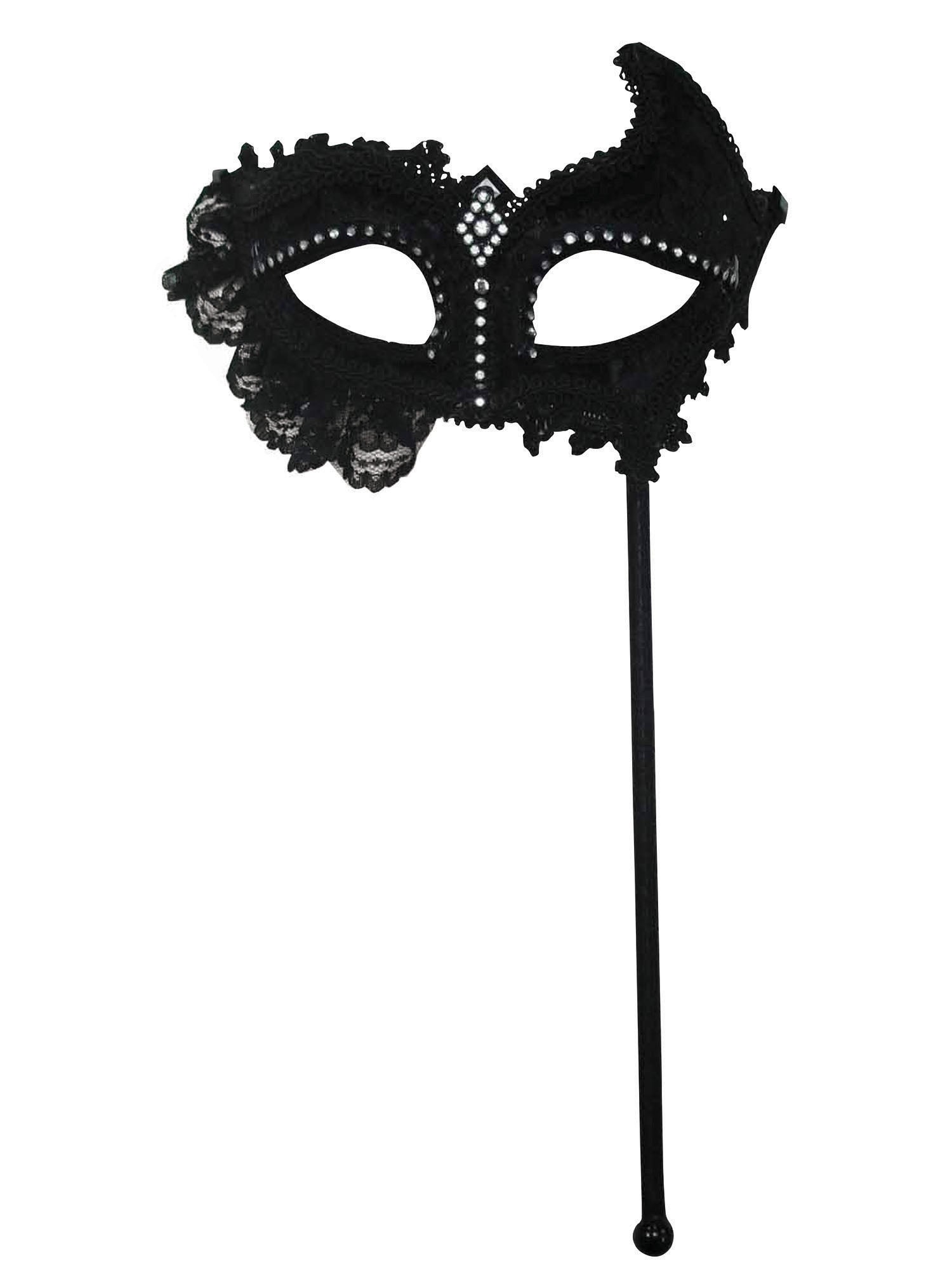 Schwarze Maske mit Spitze auf Stab