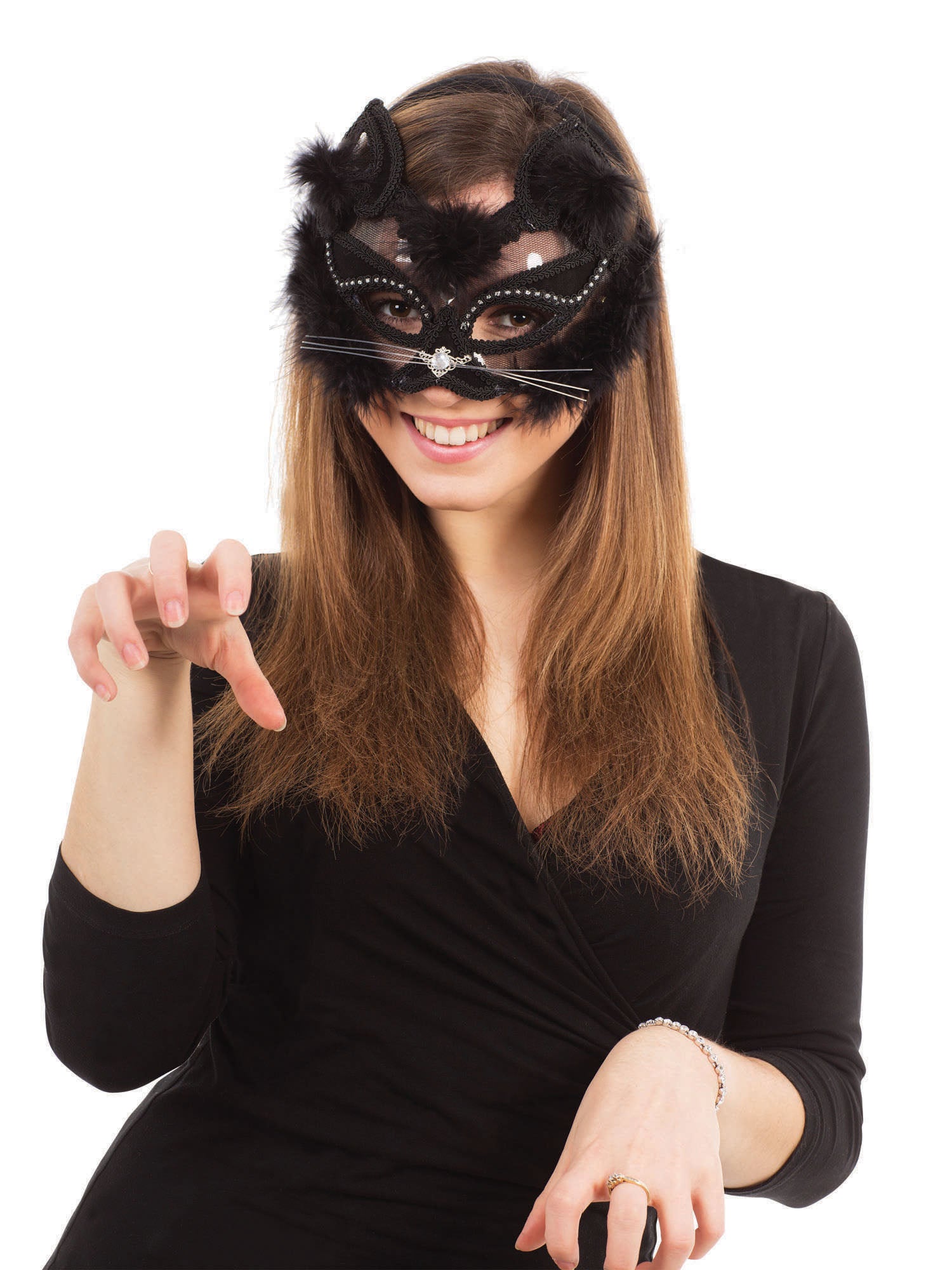 Durchsichtige schwarze Katzenmaske