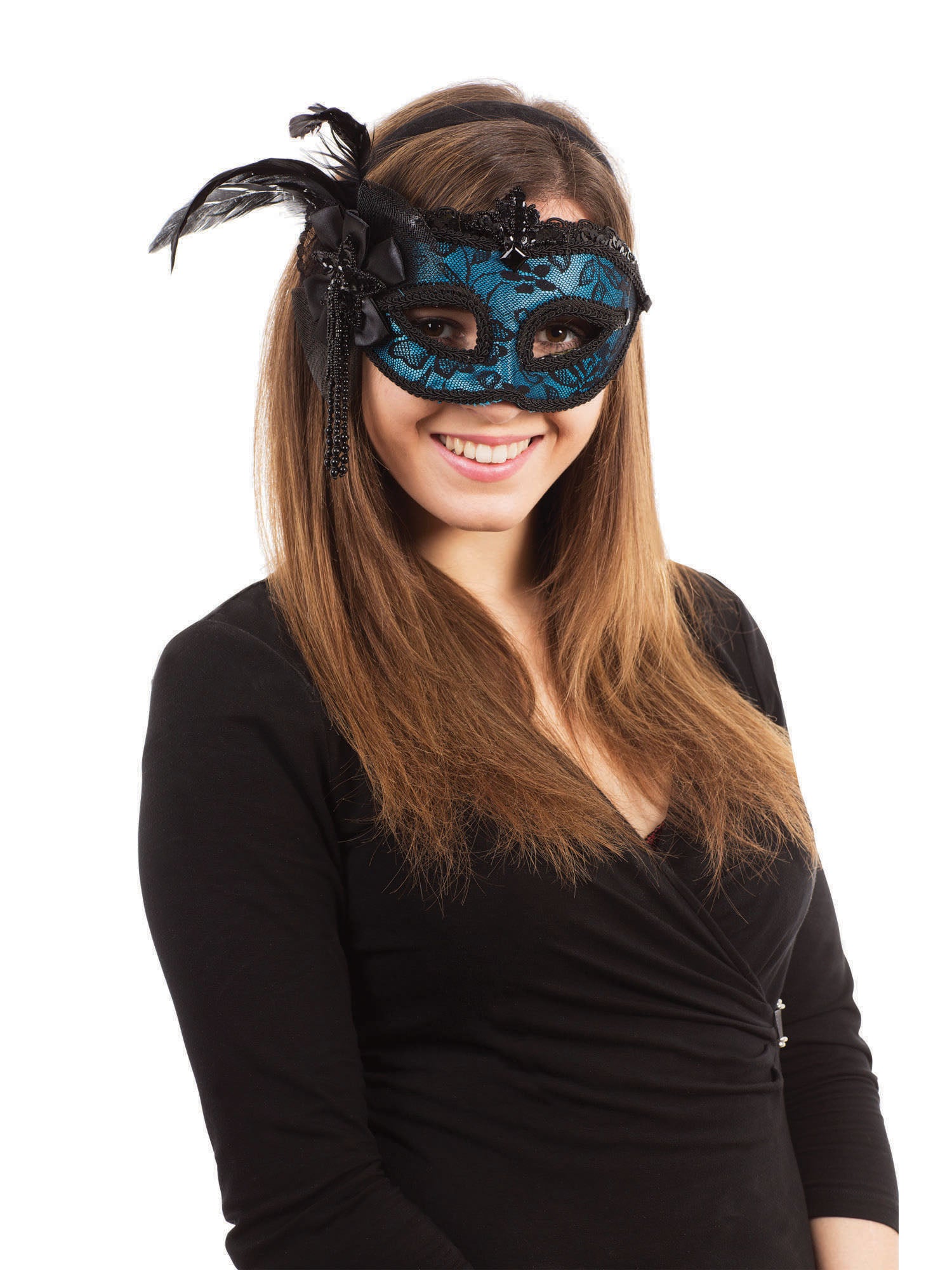 Blaue Seitenfeder Maske