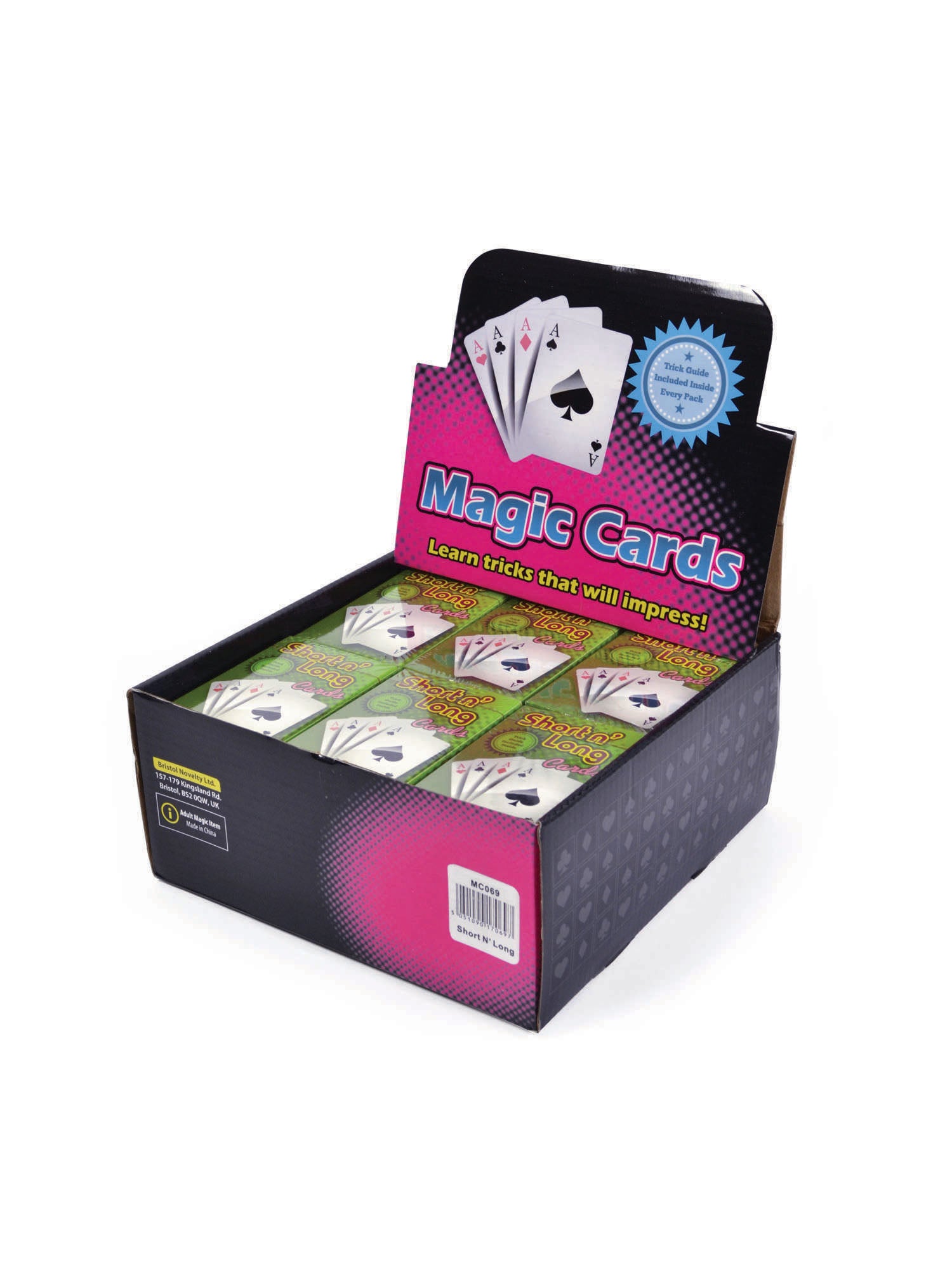 Svengali Trick Cards 'Short N' Long' translates to "Svengali Trickkarten 'Short N' Long'" in German.