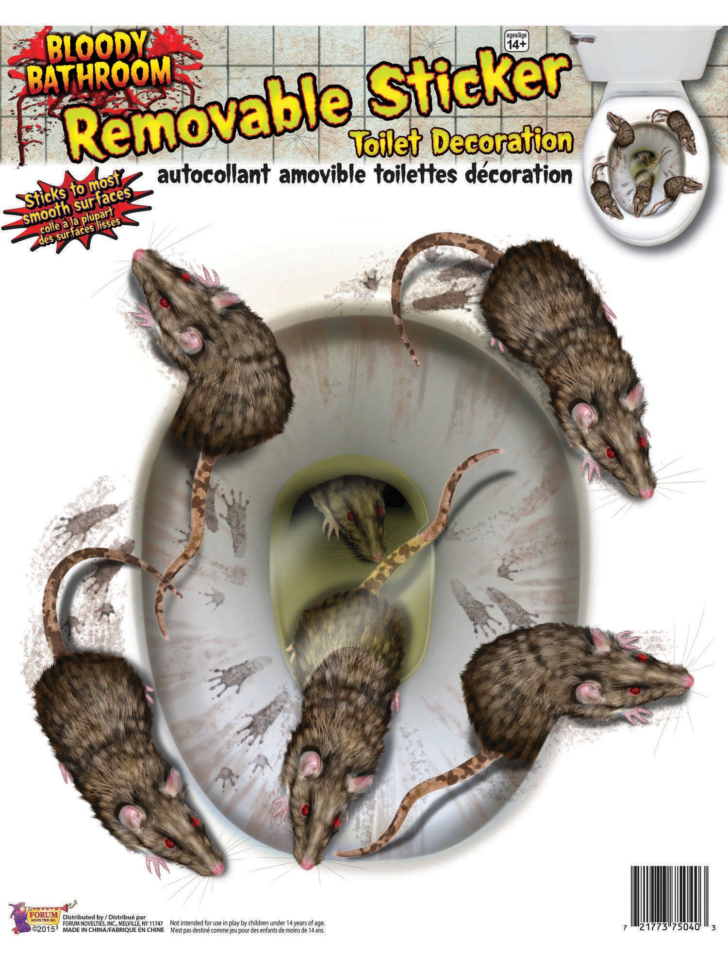 Blutige Ratten-Toilettensitz-Aufkleber Kostümaccessoire