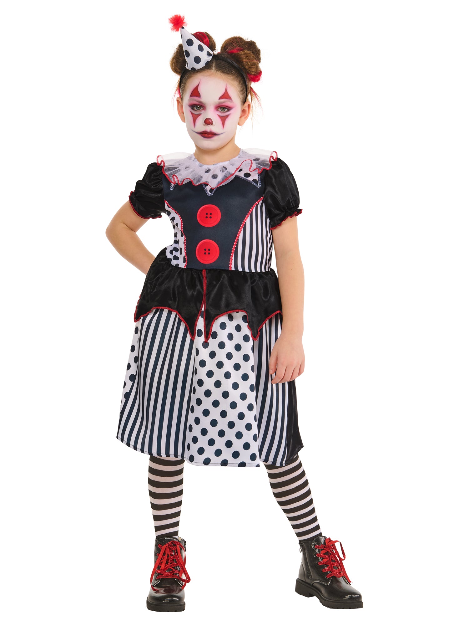 Monochrom Clown Kleid Kinderkostüm