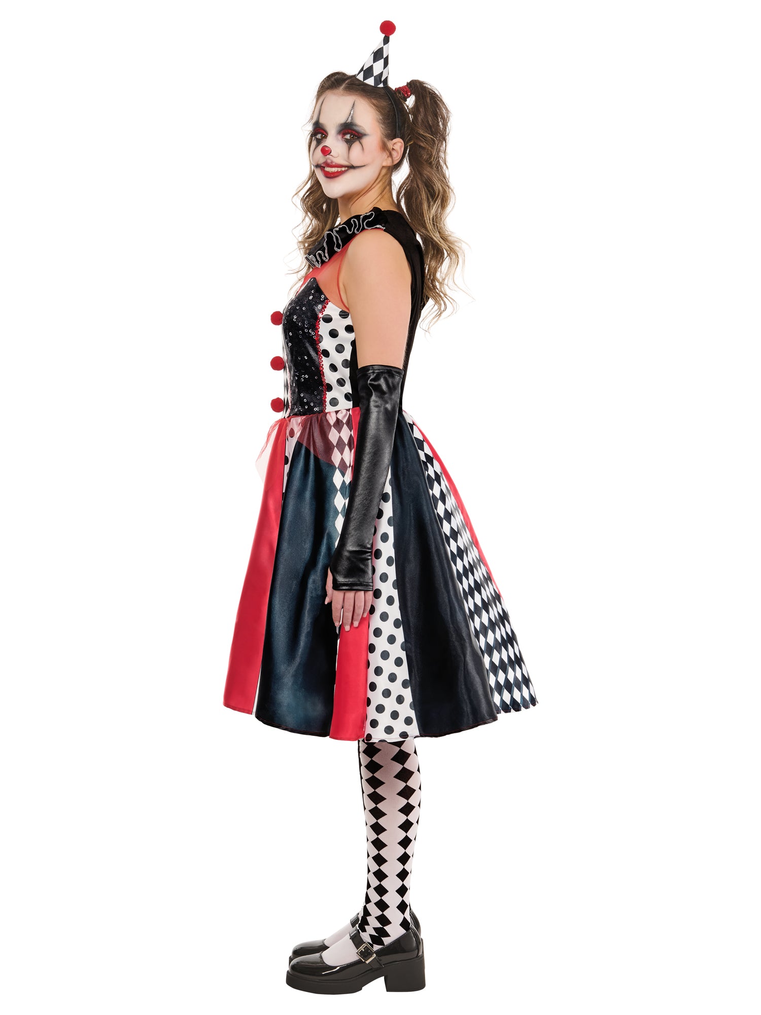 Monochrom Clown Kleid Erwachsenekostüm