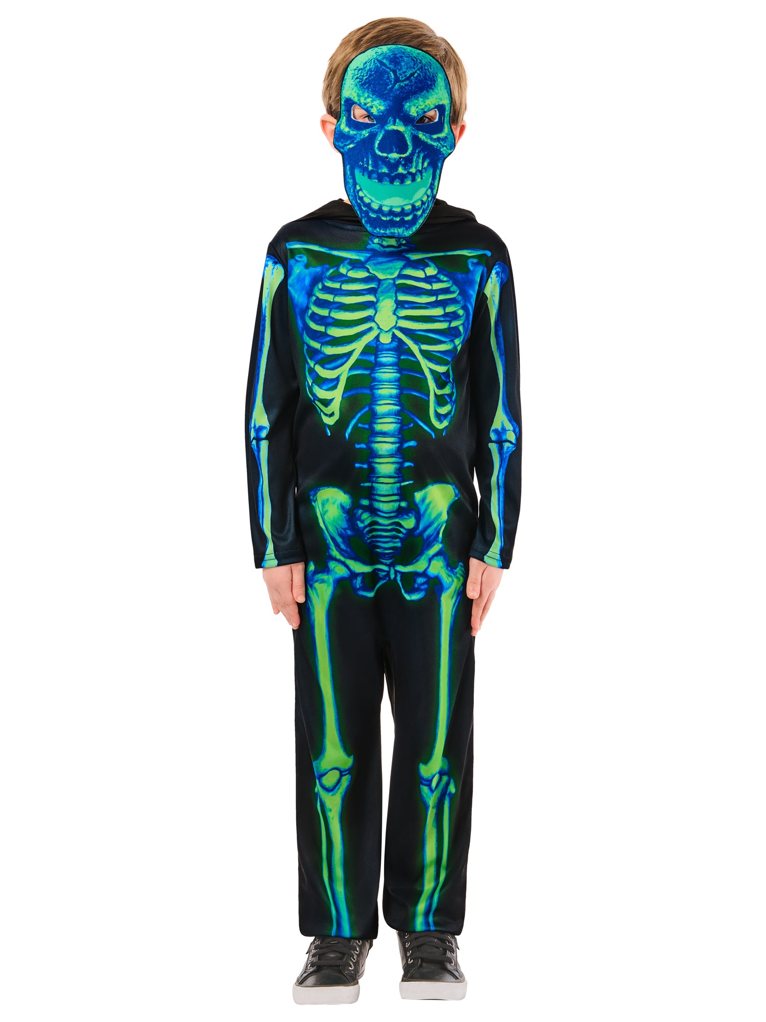 Neon-Grün Skelett Kinderkostüm