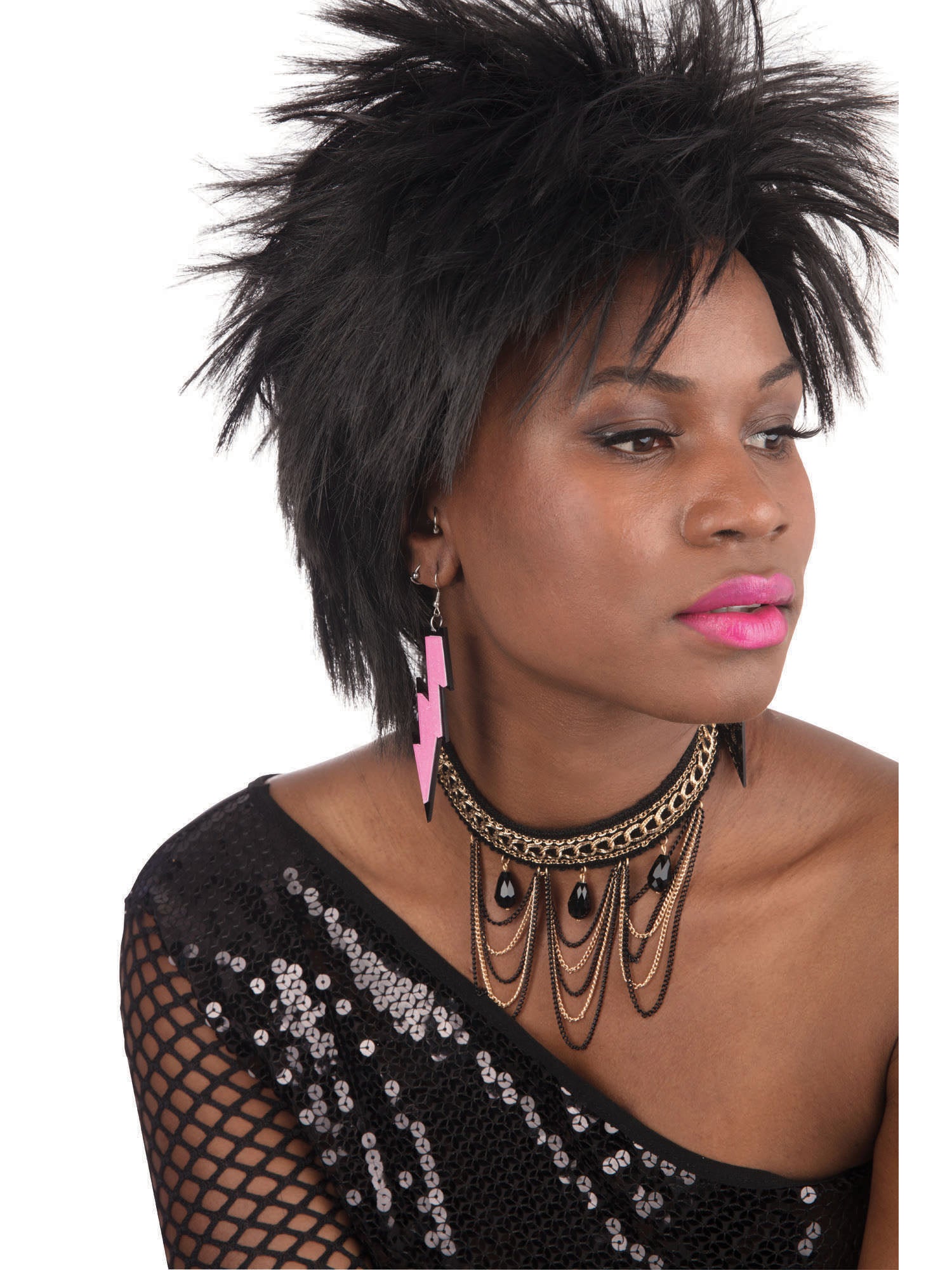 Pink 80er Jahre Rave Ohrringe Kostüm Accessoire