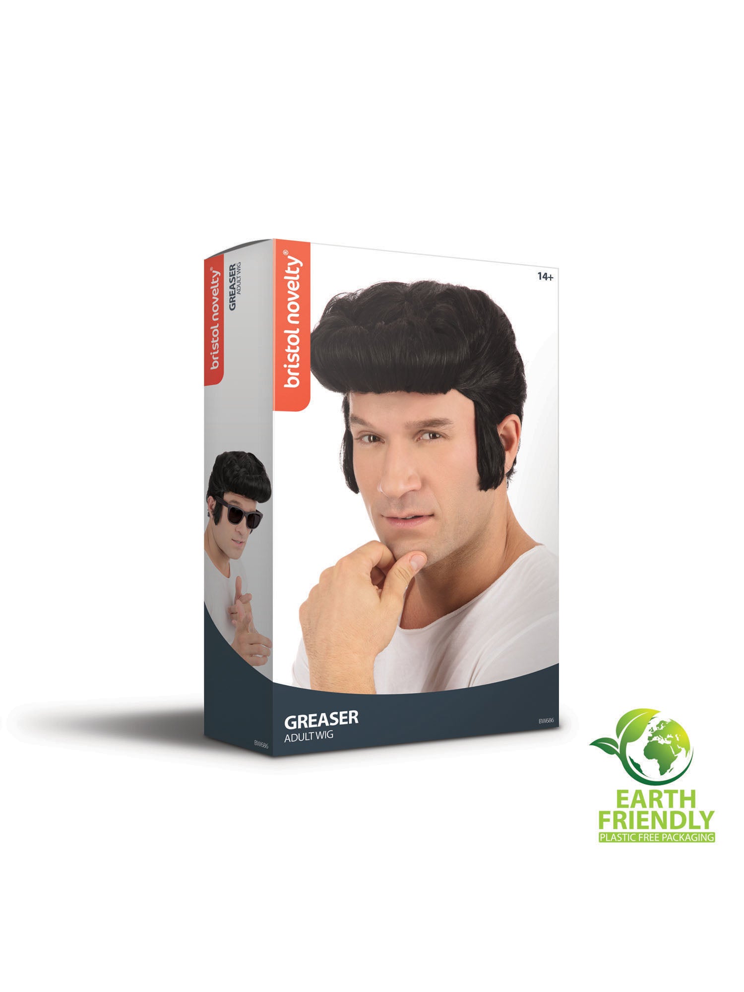 Schwarze Grease Perücke