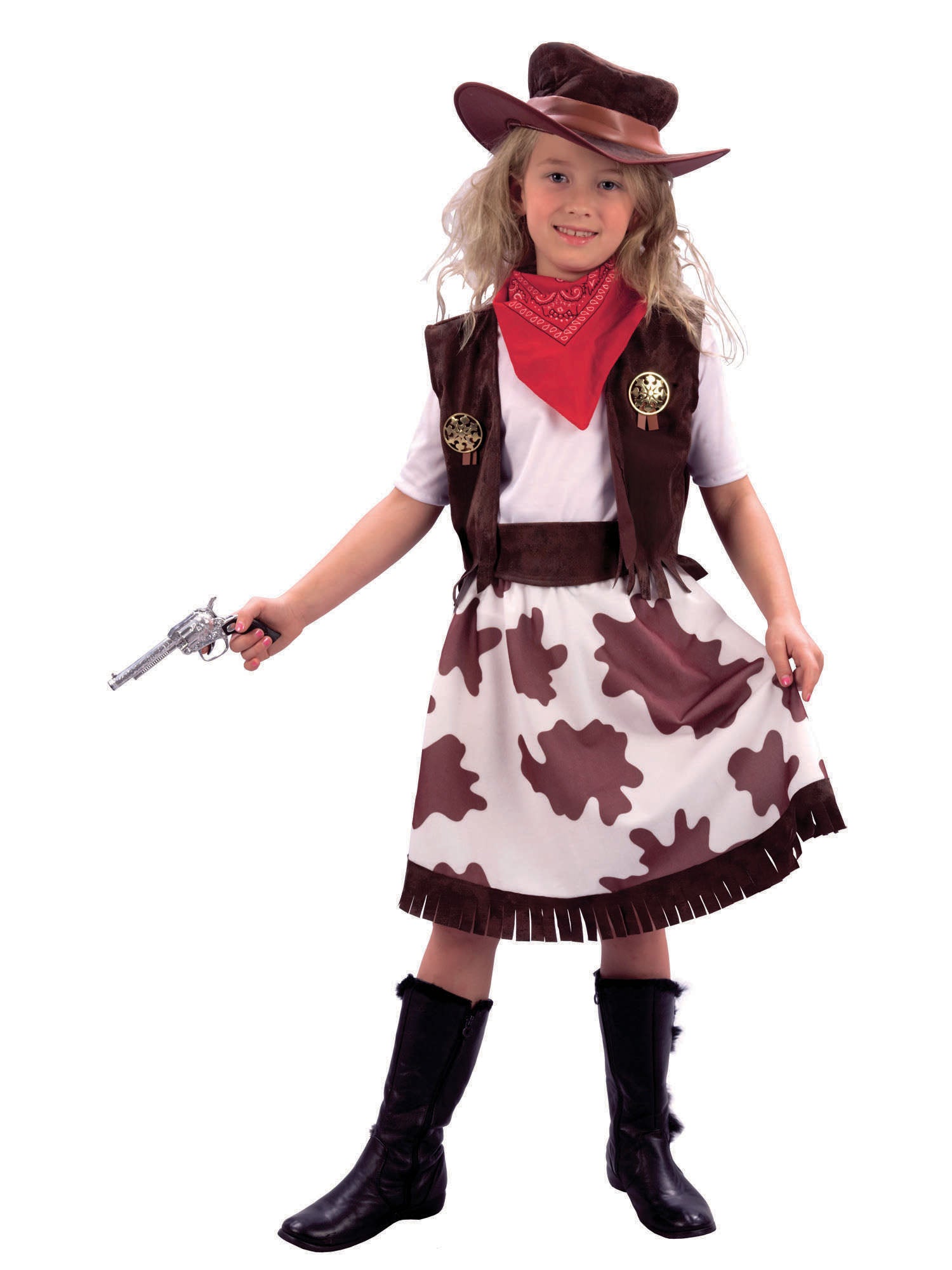 Kinder Cowgirl Kuhmuster Kostüm